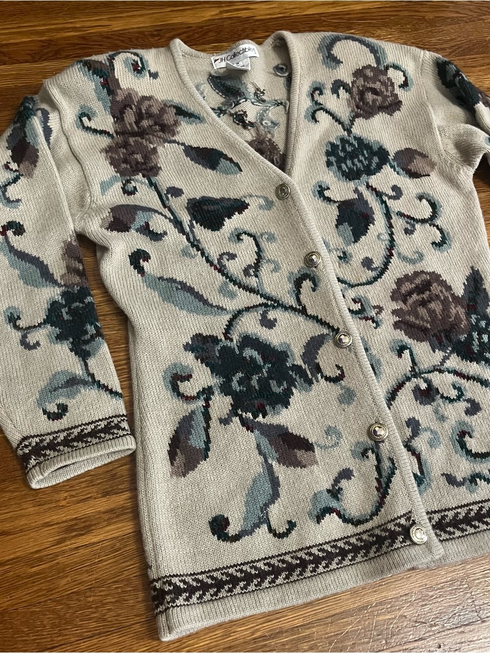Vtg JH Collectibles M wool alpaca cardigan y2k Cottagecore grandma country cozy